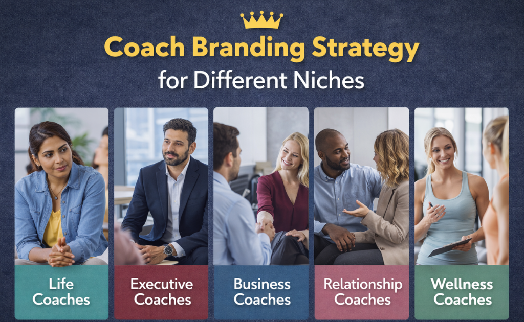 Personal Branding for Coaches strategy for different niches – life coach, executive coach, business coach, relationship coach, wellness coach.