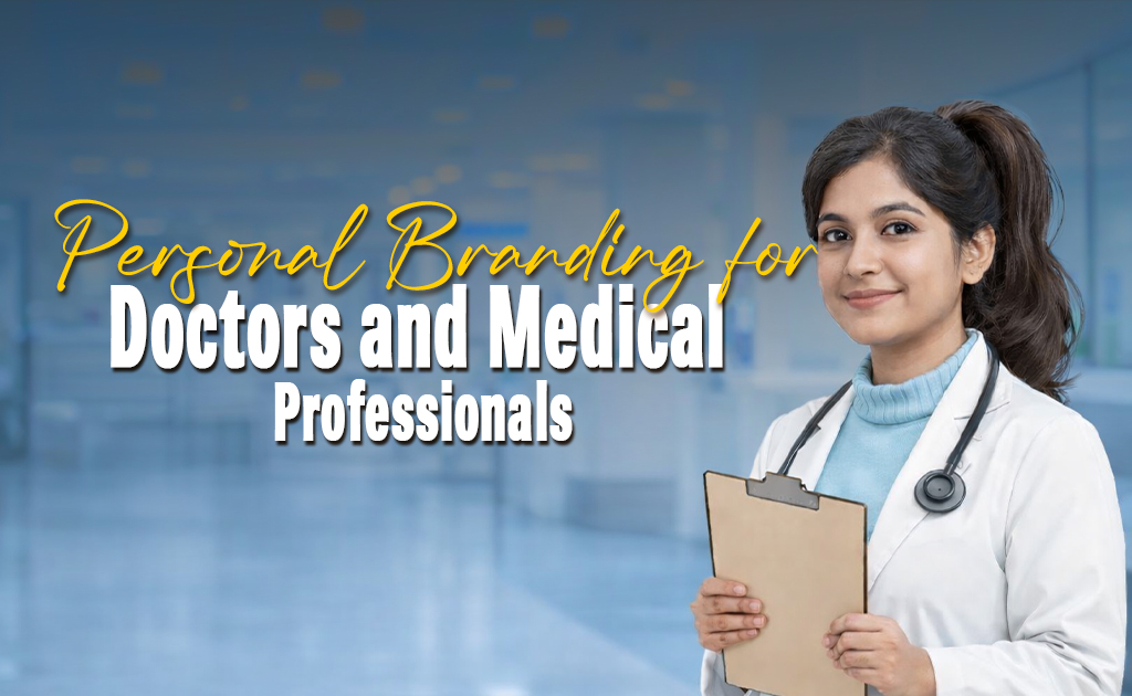 Female doctor holding a clipboard in a hospital setting representing personal branding for doctors and medical professionals.